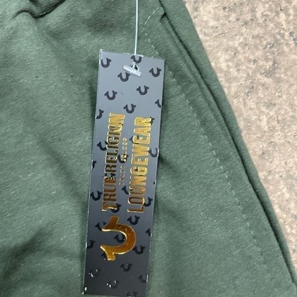 New True Religions Olive Green gold sweat shorts - Picture 4 of 7